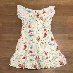 Janie and Jack White Floral Dress with Eyelet Sleeves